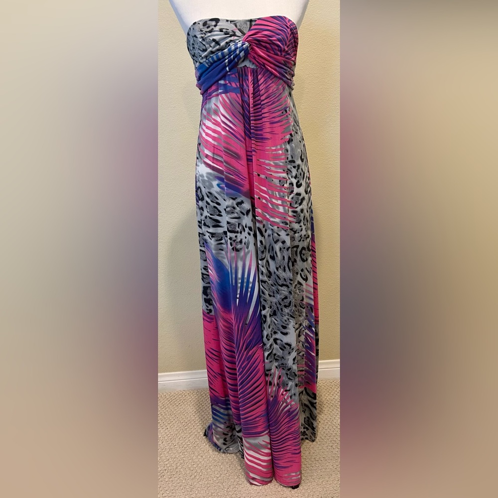 Animal Printed Strapless Tube Maxi Dress